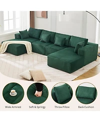 gaomon Modular Sectional Sofa, Cloud Sectional Couch with U-Shape Chaise/Deep Seat/Armrest/Plush Corduroy Fabric, No Assembly Required
