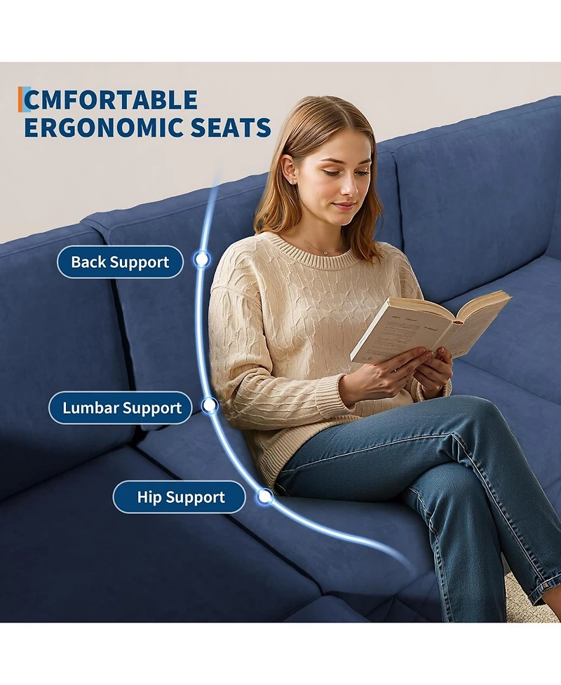 gaomon 134 in Modular Sectional Sofa, 4 Seat High Density Sponges Cloud Couch L Shaped Sofa, Velvet Couch with Upholstered for Living Room