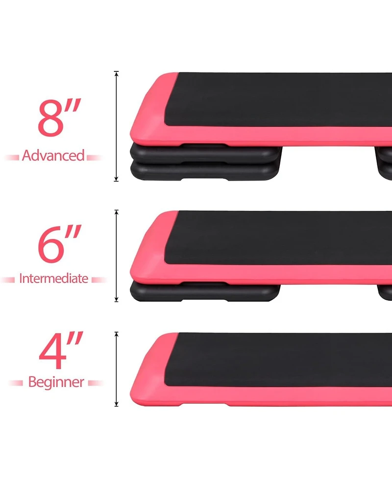 Zeny 43'' Exercise Aerobic Step Platform, Adjustable Fitness Stepper with 4 Stackable Risers, Aerobics Stepper Workout Stepper