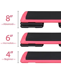 Zeny 43'' Exercise Aerobic Step Platform, Adjustable Fitness Stepper with 4 Stackable Risers, Aerobics Stepper Workout Stepper