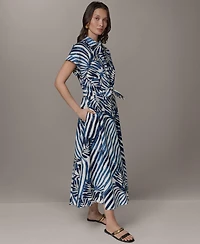 Donna Karan Weekend Women's Short-Sleeve Button-Front Shirt Dress