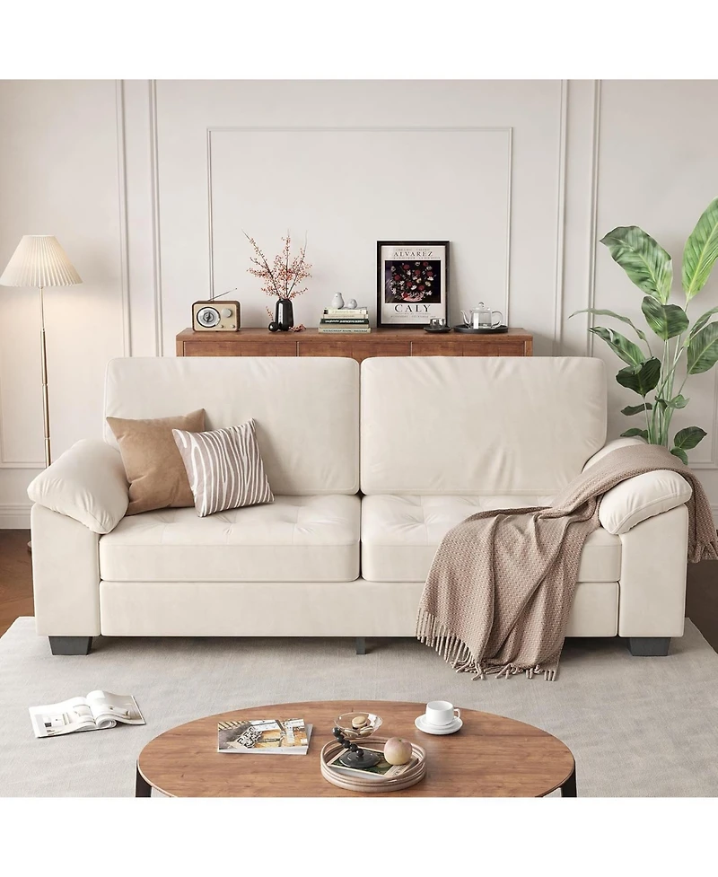 gaomon 90" 3 Seater Sofa Counch Velvet Upholstered Oversized Loveseat with Soft Spacious Armrests, Comfy Button Tufted Couch for Living Room, Bedroom