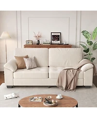 gaomon 90" 3 Seater Sofa Counch Velvet Upholstered Oversized Loveseat with Soft Spacious Armrests, Comfy Button Tufted Couch for Living Room, Bedroom