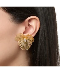 Jessica Simpson Textured Petal Flower Stud Earrings