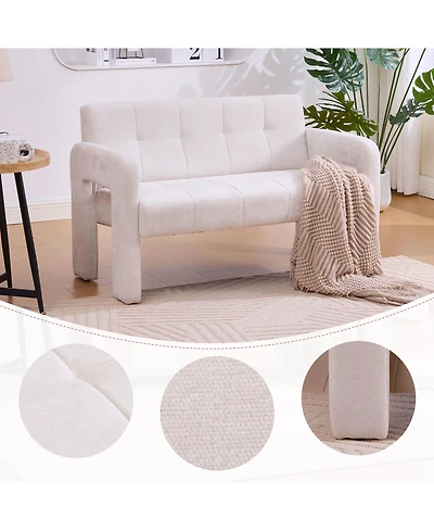 Rainsken 47" Small Loveseat Sofa, Chenille Mini 2 Seater Couch with Deep Seat and Dual Armrests, Compact Upholstered Sofa for Living Room