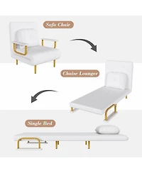 Rainsken Folding Sofa Bed, 3-in-1 Convertible Chair with Pillow and 5-Position Adjustable Backrest, Space-Saving Sleeper for Living Room, Bedroom