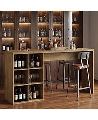 Tribesigns 70.9-Inch Bar Table with 6 Cubbies Storage, Narrow Long Counter Height Pub Table, Rectangular Farmhouse High Top Home Bar Unit