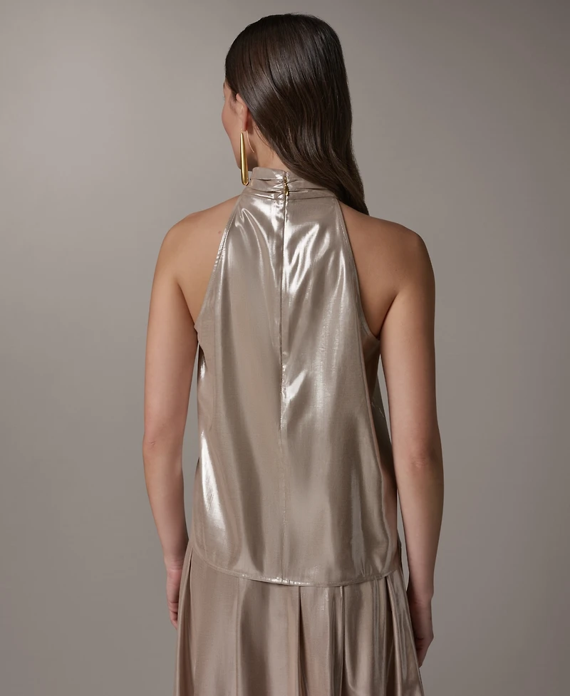 Donna Karan New York Women's Sleeveless Shine High Neck Top
