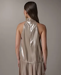 Donna Karan New York Women's Sleeveless Shine High Neck Top