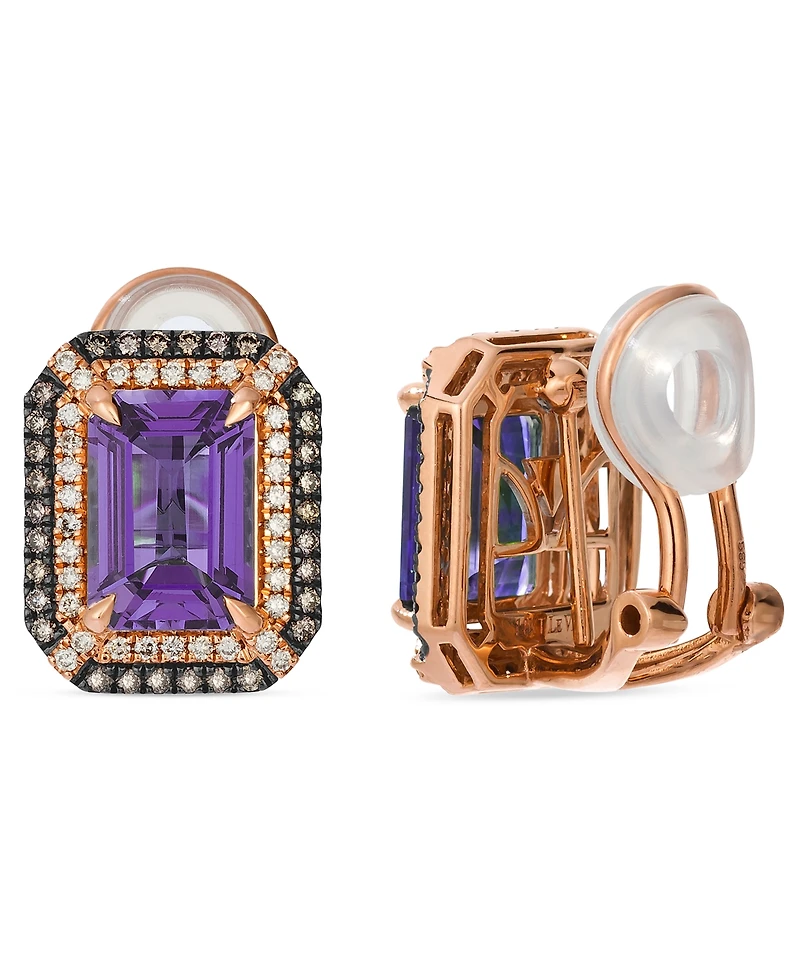 Le Vian Deep Sea Blue Topaz (5 ct. t.w.) & Diamond (5/8 Post/Clip-On Convertible Button Earrings 14k Rose Gold