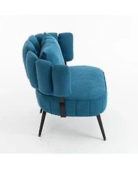 Rainsken Chenille Barrel Accent Chair with Pocket Coil Cushion and Scalloped Back, Stylish Upholstered Seating for Living Room and Reading Nook