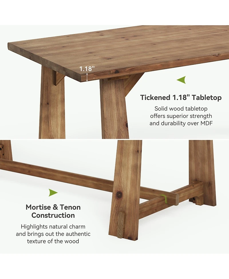 Tribesigns 63-Inch Solid Wood Dining Table for 4-6, Farmhouse Rectangular Kitchen Table with Thick Tabletop and Sturdy Legs