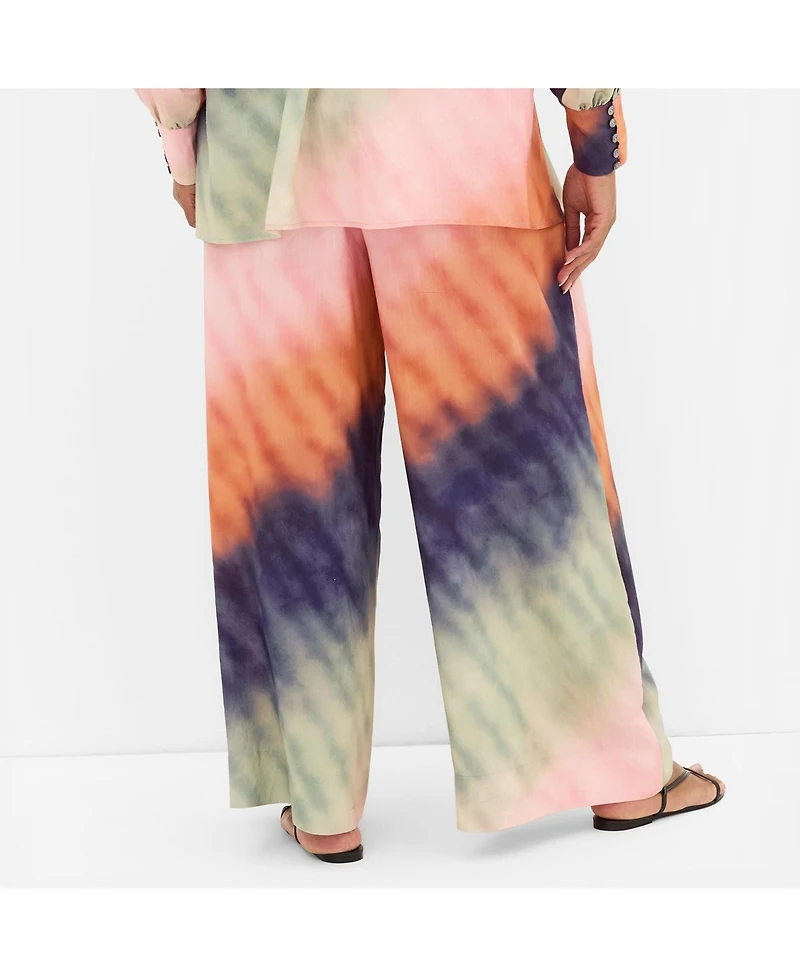 City Chic Women's Sunset Ombre Print Wide Leg Pant