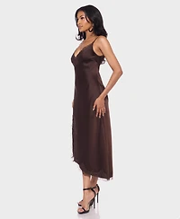 Alex & Sophia Juniors' V-Neck Lace Trim Midi Dress