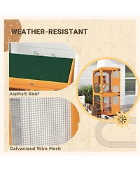 Zeus & Ruta Large Cat Haven with Elevated Sleeping Platform, 71" Wooden Frame with Asphalt Roof, Indoor/Outdoor Enclosure with Wheels