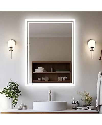 Luvodi Luvod 27.5×35.4 in Illuminated Led Bathroom Mirror 3 Colors Touch Sensor Backlit Anti-fog