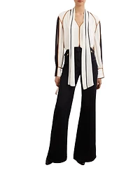 Reiss Women's Tipped Tie-Neck Blouse