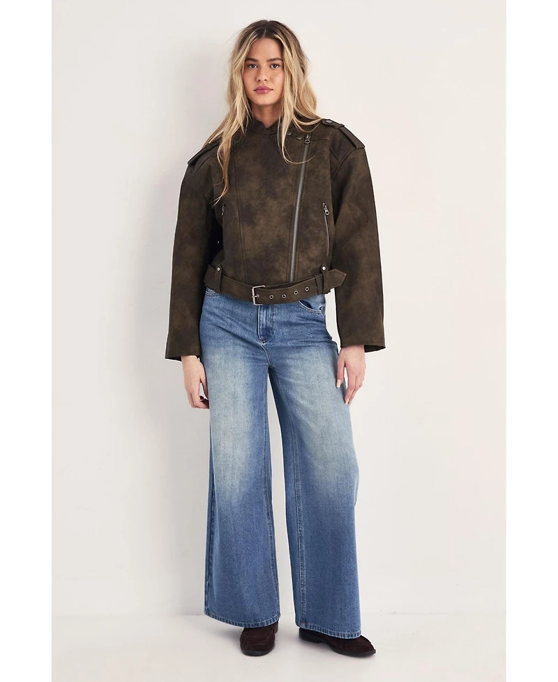 Nasty Gal Women's Cropped Biker Jacket