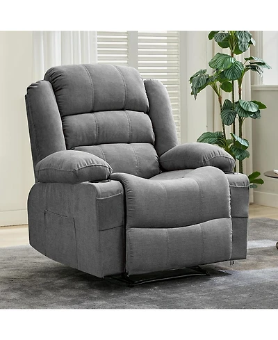 gaomon Wide Rocker Recliner Chair for Adults, Manual Oversized Recliner Chairs w/Armrest, Backrest, 2 Cup Holders, Side Pocket