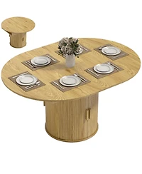 Homcom Extendable Dining Table, 60" Oval Kitchen Table for 6