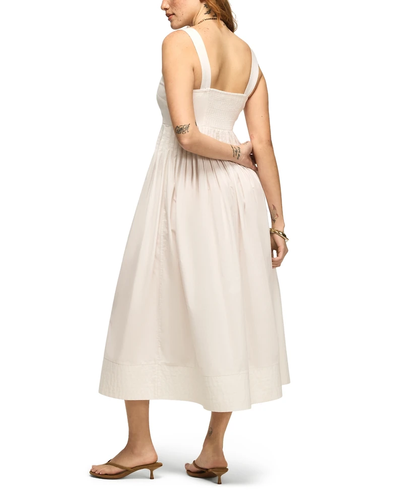 Lucky Brand Women's Poplin Pintuck Square Neck Maxi Dress