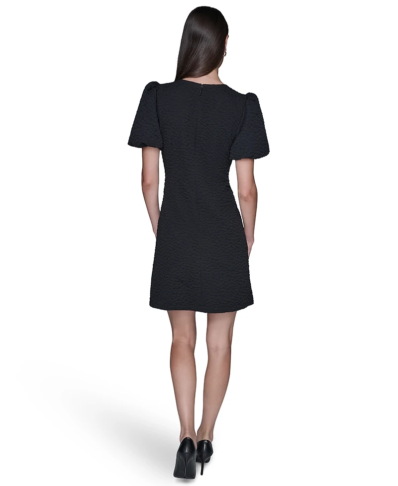 Karl Lagerfeld Paris Women's Puff-Sleeve Floral Dress