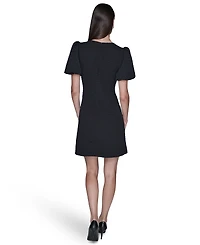 Karl Lagerfeld Paris Women's Puff-Sleeve Floral Dress