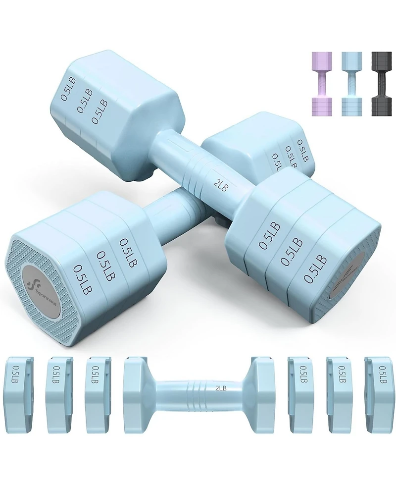 Sportneer Adjustable Dumbbells Hand Weights 4 in 1 Set Each 2lb 3lb 4lb 5lb Free Weights Fast Adjust for Women Men Home Gym Workout Strength Training