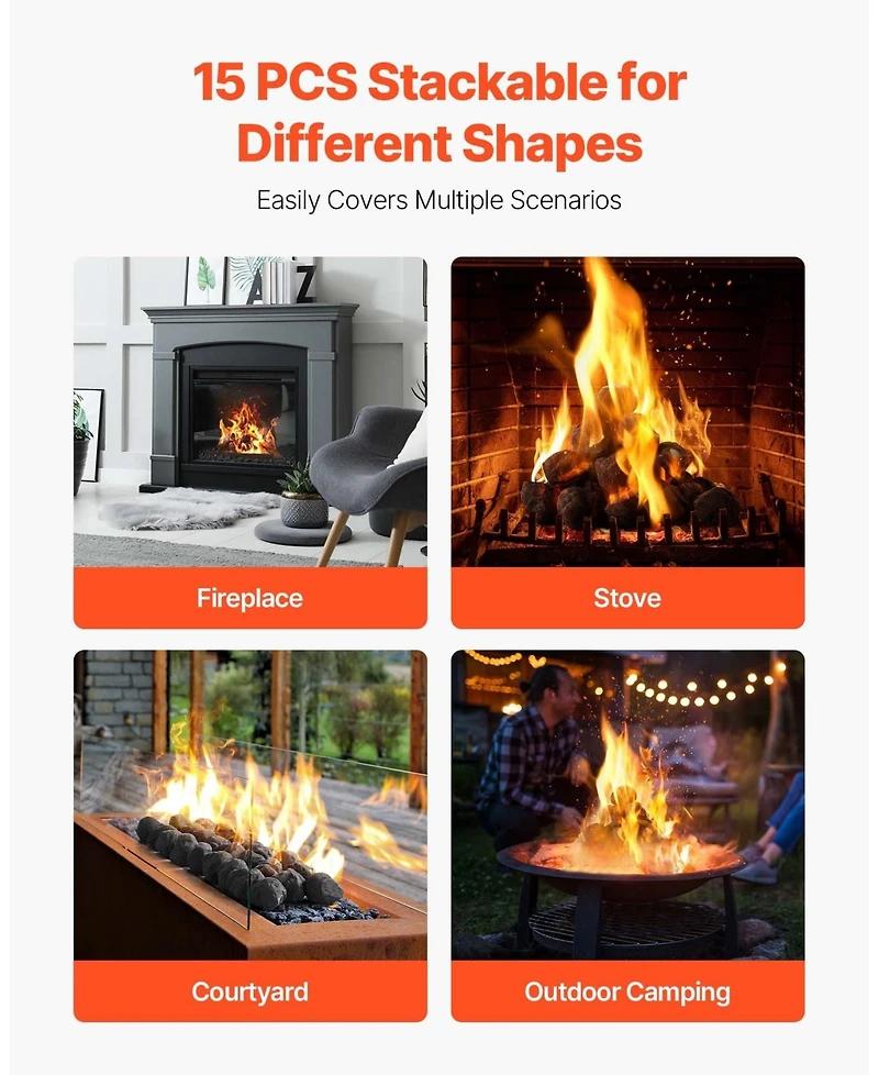 Sugift 25 Pcs 1.2-2.0 in Fire Stones for Fire Pit and Propane Fireplace