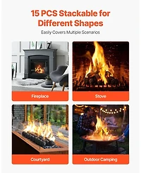 Sugift 25 Pcs 1.2-2.0 in Fire Stones for Fire Pit and Propane Fireplace