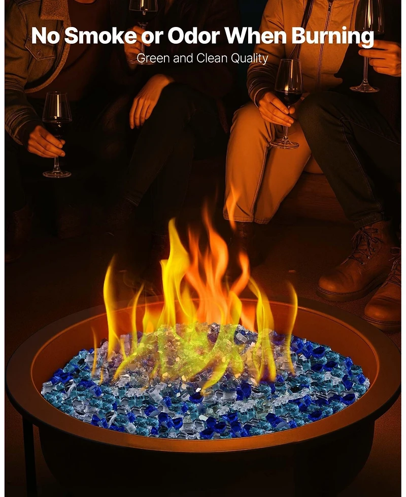 Sugift 10 Lbs Reflective Firepit Glass Rock 1/2 in Tempered Fire Glass