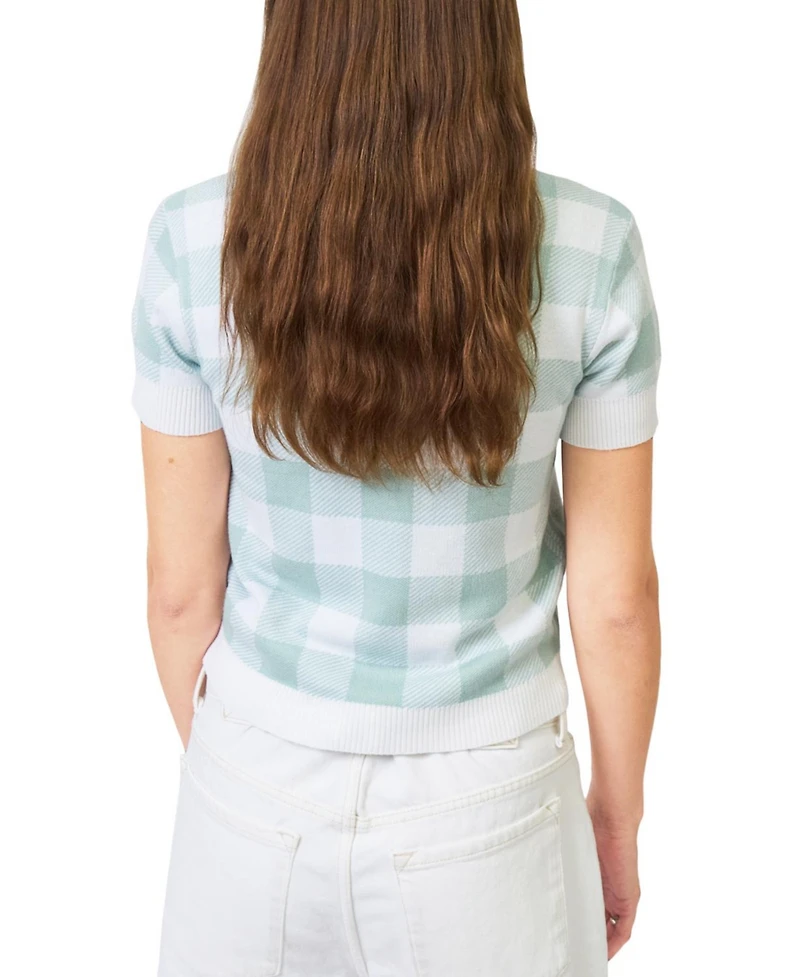 Central Park West Women's Laurel Gingham Jaquard Cardigan