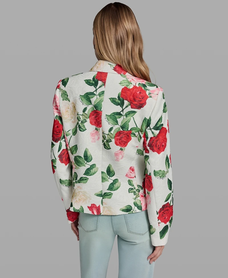 Karl Lagerfeld Paris Women's Floral Print Collared Polyester Jacket
