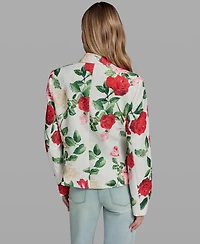 Karl Lagerfeld Paris Women's Floral Print Collared Polyester Jacket