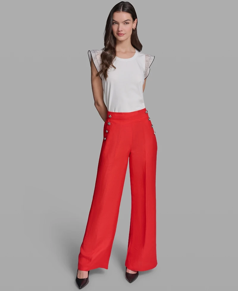 Karl Lagerfeld Paris Women's Wide Leg Sailor Pants