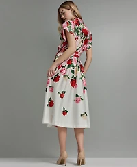 Karl Lagerfeld Paris Women's Printed Collared Shirt Dress