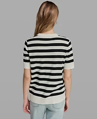 Karl Lagerfeld Paris Women's Striped Crewneck Sweater