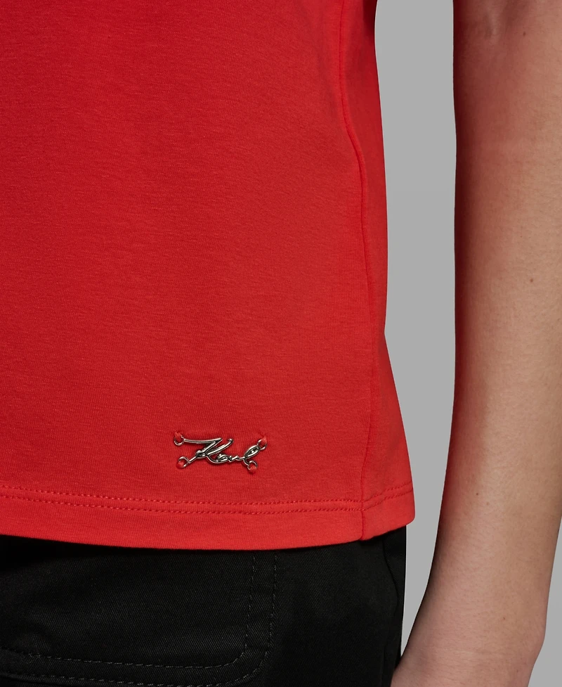 Karl Lagerfeld Paris Women's Ruffle-Sleeve Crewneck Top