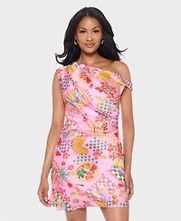 Alex & Sophia Juniors' Printed One-Shoulder Mini Dress