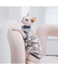Aronkl Hairless Cat Cotton T-shirts Sleeveless Round Collar Pet Clothes for Sphynx Devon Rex Small Dogs