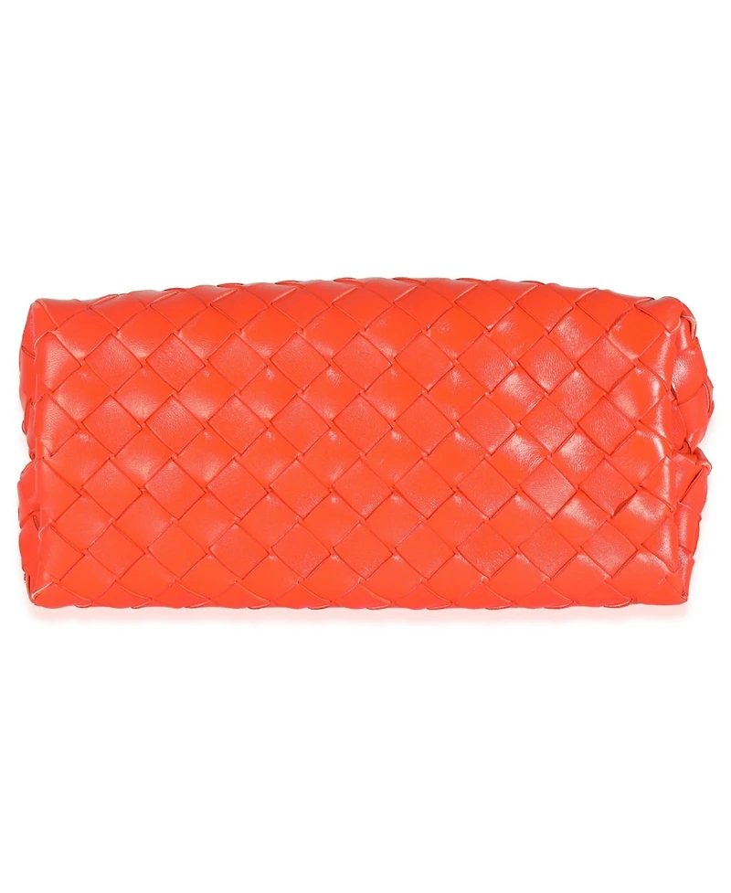 Pre-Owned Bottega Veneta Orange Nappa Intrecciato Small Andiamo With Chain