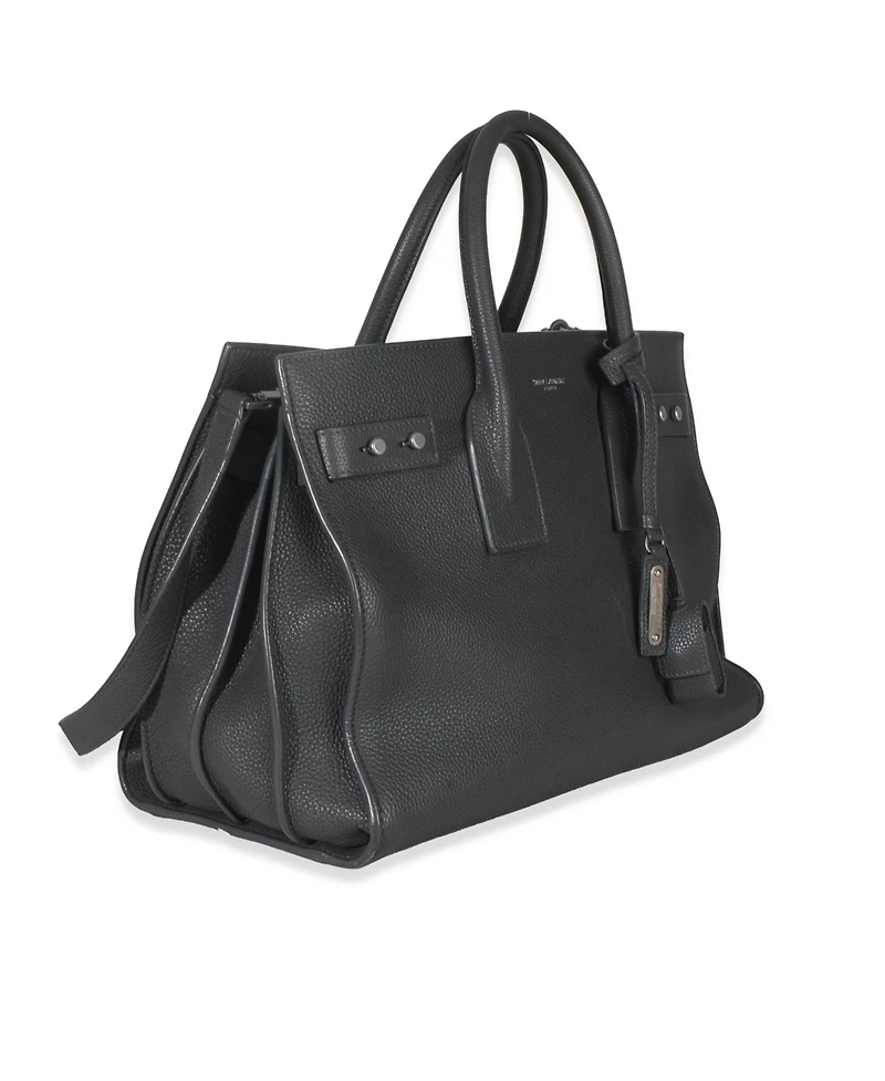 Pre-Owned Saint Laurent Grey Grained Calfskin Small Souple Sac De Jour