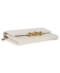 Pre-Owned Saint Laurent Crema Soft Calfskin Le Maillon Wallet On Chain