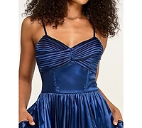 Emerald Sundae Juniors' Sweetheart Neck Flared Midi Dress