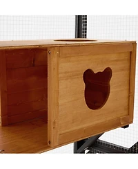 Zeus & Ruta Fir Wood Outdoor Cat Enclosure With Sleeping House Jumping Platforms And Secure Doors