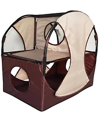 Zeus & Ruta Collapsible Cat Playpen Folding Soft Pet Obstacle Course Indoor Outdoor Travel Kitten House Bed
