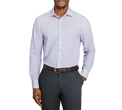 ConStruct Men's Triangle Print Spread Collar Dress Shirt