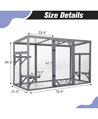 Zeus & Ruta Outdoor Wooden Cat Enclosure with 3-Tier Catio, Lockable Door, Sun Roof, Spacious Play Area