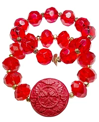 Michael Gabriel Designs Red Crystal Orient Two Stack Bracelets