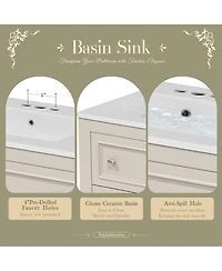 Busdays 36" Bathroom Vanity with Undermount Ceramic Sink, 4-Drawer Free Standing Cabinet, Solid Wood Frame,Finish
